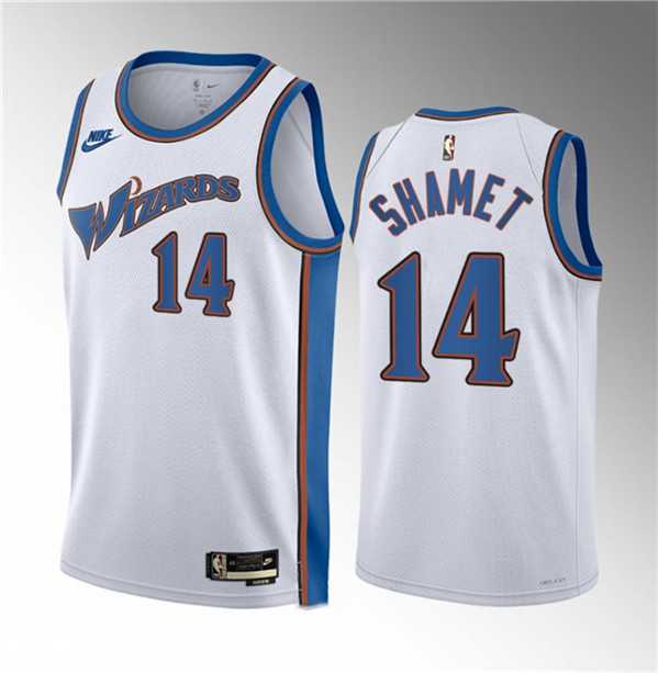 Men%27s Washington Wizards #14 Landry Shamet White 2023 Draft Classic Edition Stitched Jersey